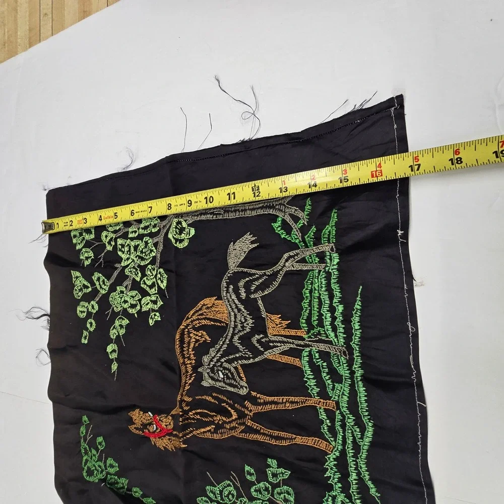 Vintage Victorian Embroidered Horse Embroidered Pillow Cover Blank Black Western